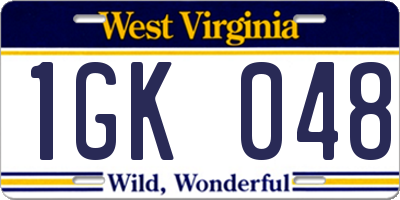 WV license plate 1GK048