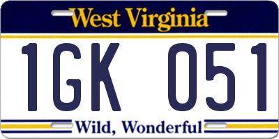 WV license plate 1GK051