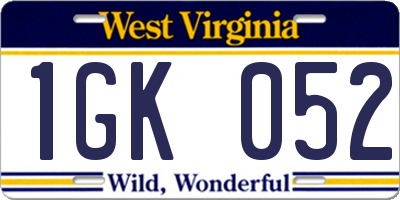 WV license plate 1GK052
