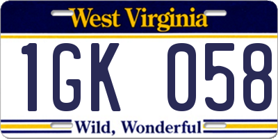 WV license plate 1GK058