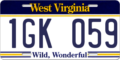 WV license plate 1GK059