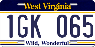 WV license plate 1GK065