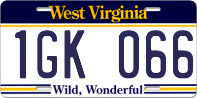 WV license plate 1GK066