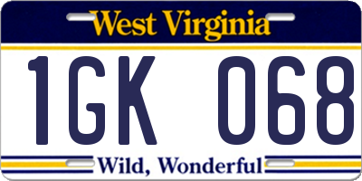 WV license plate 1GK068
