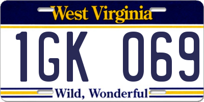 WV license plate 1GK069
