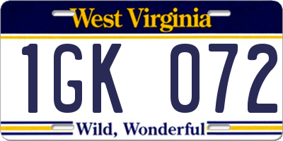 WV license plate 1GK072