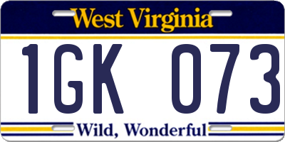 WV license plate 1GK073