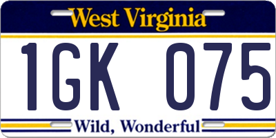 WV license plate 1GK075