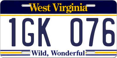 WV license plate 1GK076