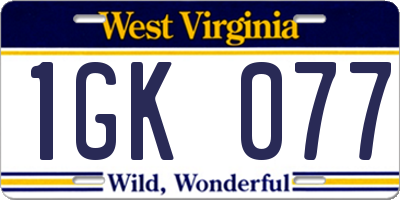 WV license plate 1GK077