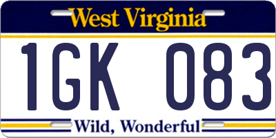 WV license plate 1GK083