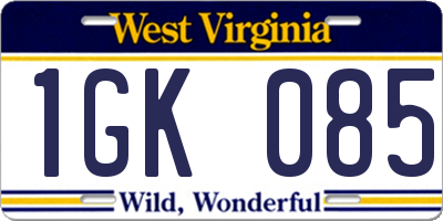 WV license plate 1GK085