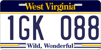 WV license plate 1GK088