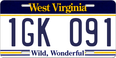 WV license plate 1GK091