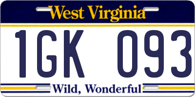 WV license plate 1GK093