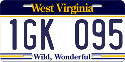 WV license plate 1GK095