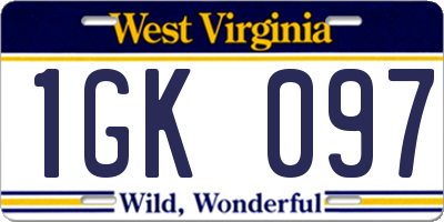 WV license plate 1GK097