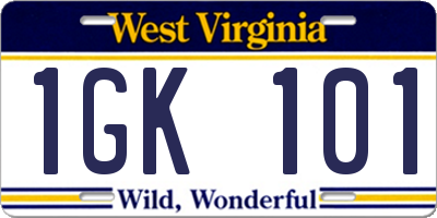 WV license plate 1GK101