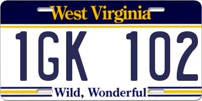 WV license plate 1GK102
