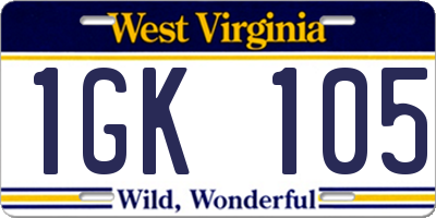 WV license plate 1GK105