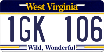 WV license plate 1GK106