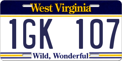 WV license plate 1GK107