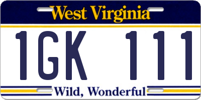 WV license plate 1GK111