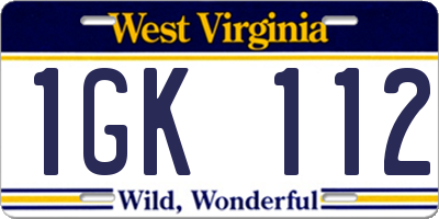 WV license plate 1GK112