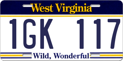 WV license plate 1GK117