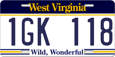 WV license plate 1GK118