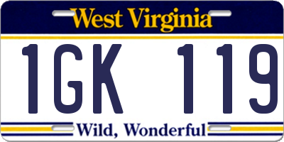 WV license plate 1GK119