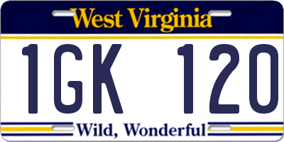 WV license plate 1GK120
