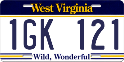 WV license plate 1GK121