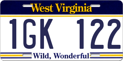 WV license plate 1GK122