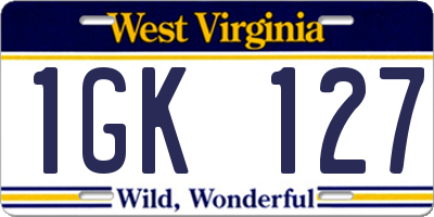 WV license plate 1GK127