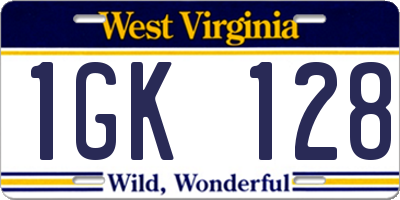 WV license plate 1GK128