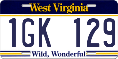 WV license plate 1GK129