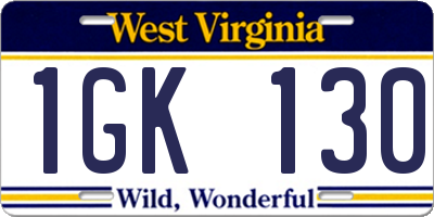 WV license plate 1GK130
