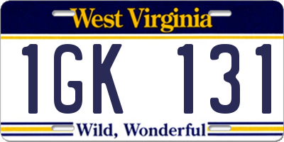 WV license plate 1GK131