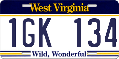 WV license plate 1GK134