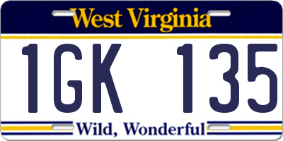 WV license plate 1GK135