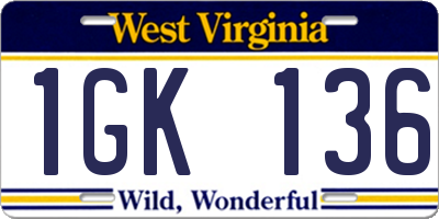 WV license plate 1GK136