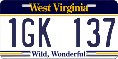 WV license plate 1GK137