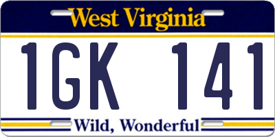 WV license plate 1GK141