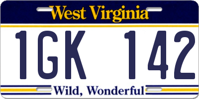 WV license plate 1GK142