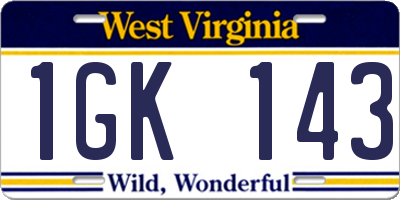 WV license plate 1GK143