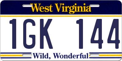 WV license plate 1GK144