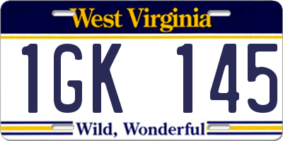 WV license plate 1GK145