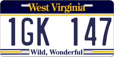 WV license plate 1GK147