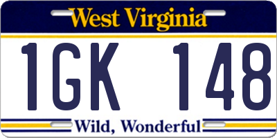 WV license plate 1GK148